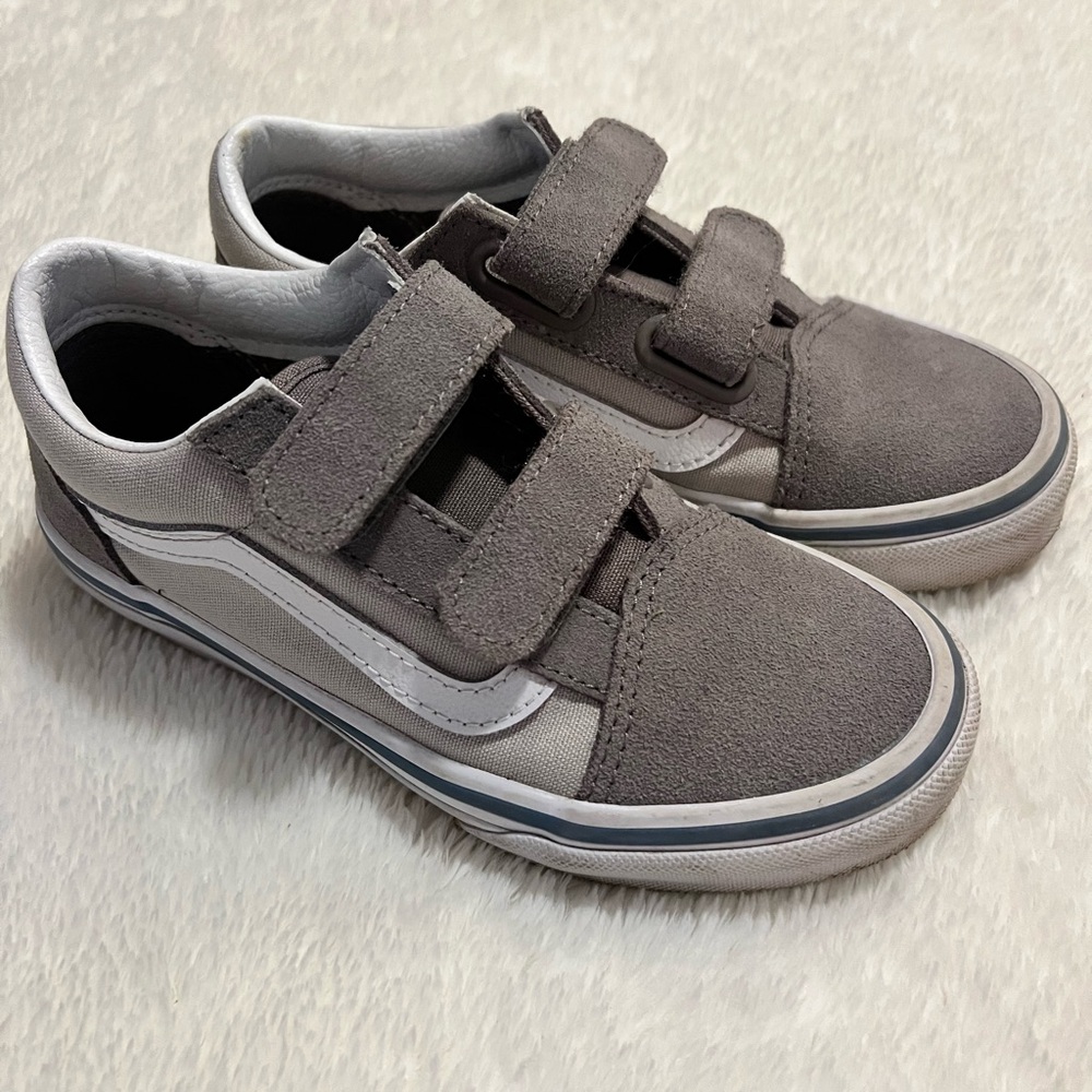 Vans Gray Velcro Sneakers with Canvas Upper
